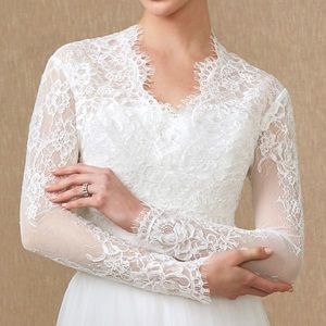 Ivory Long Sleeve Lace Bridal Bolero